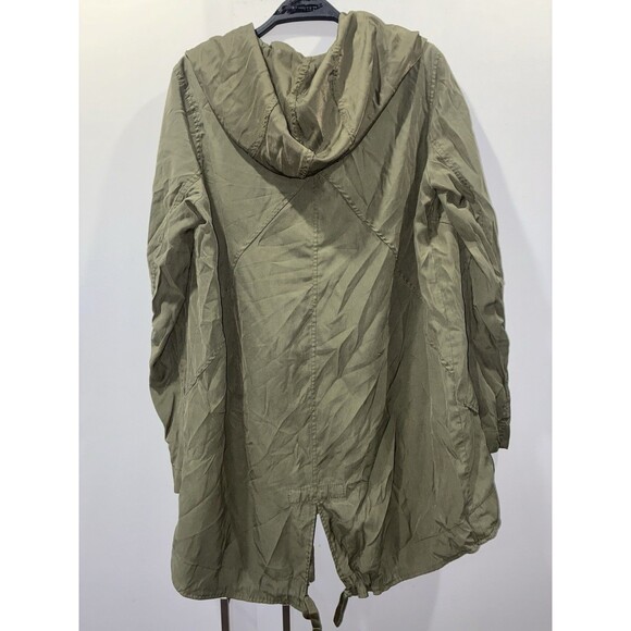 EXPRESS Olive Jacket Lightweight DRAPE FRONT ANORAK Coat Size S Oversized - Picture 4 of 8
